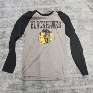 Blackhawks Mens Long Sleeve Shirt - Gray & Black